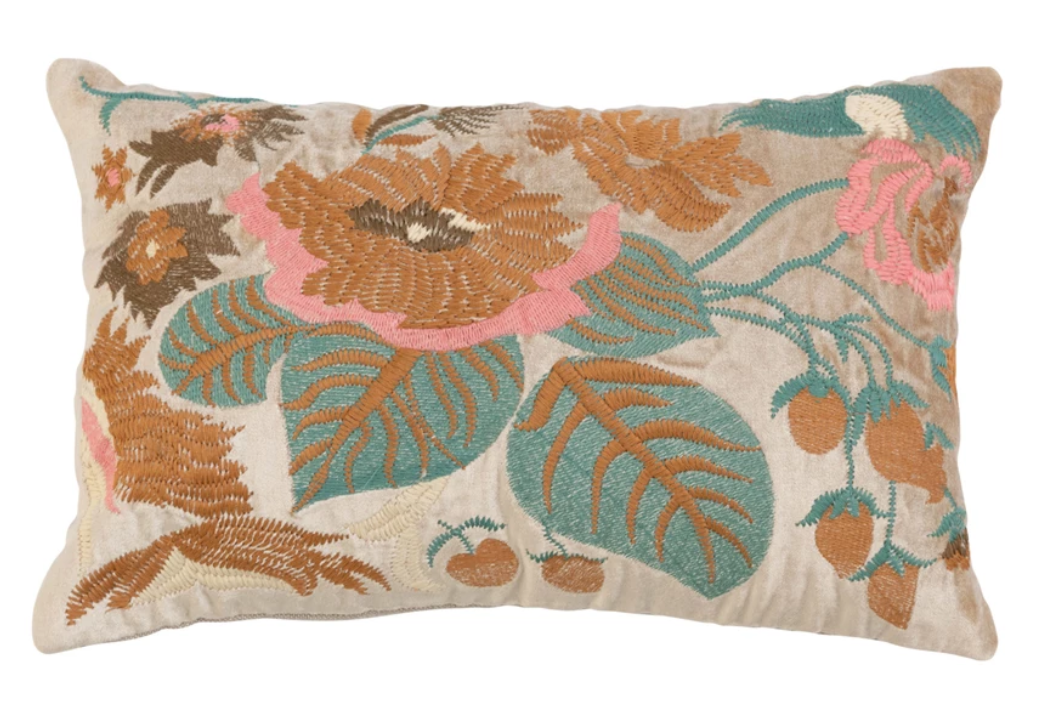 Velvet floral clearance pillow