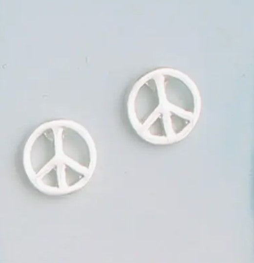 Silver V-Sign Stud Earrings