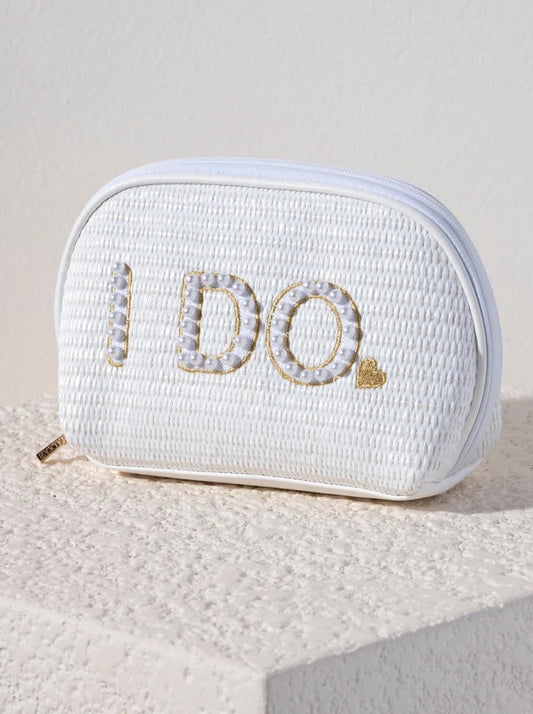 "I Do" White Zip Pouch