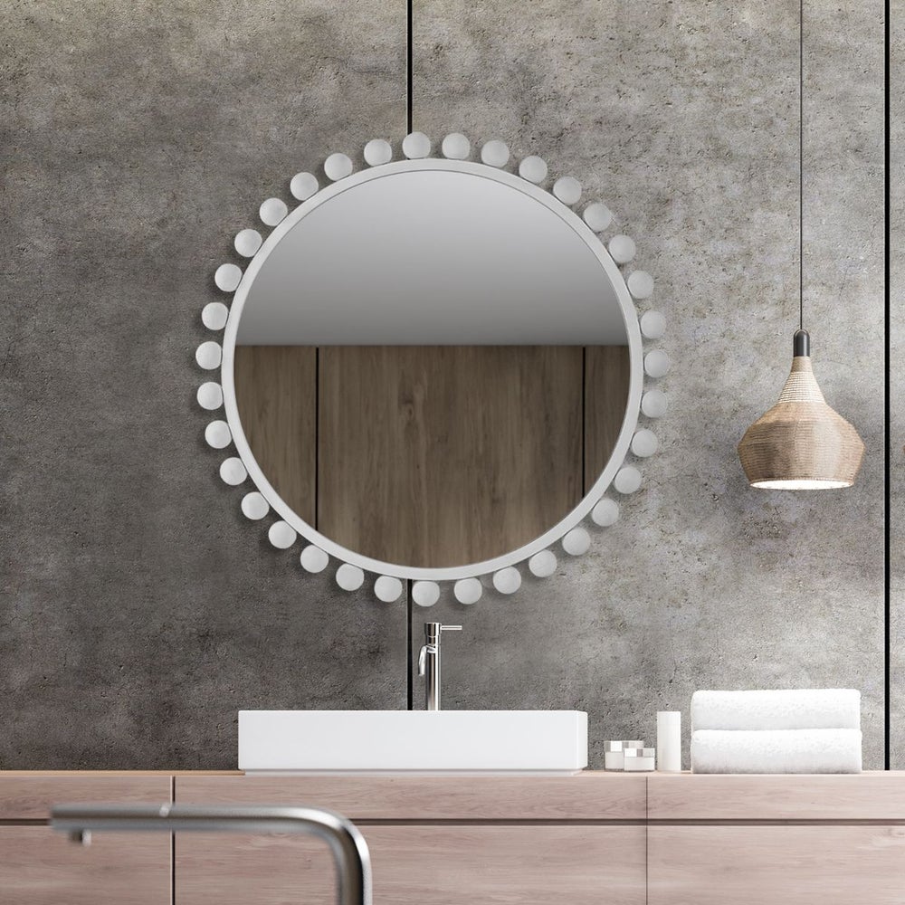 The Cyra Round Mirror, White