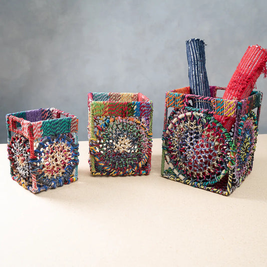 Colorful Jute Square Baskets