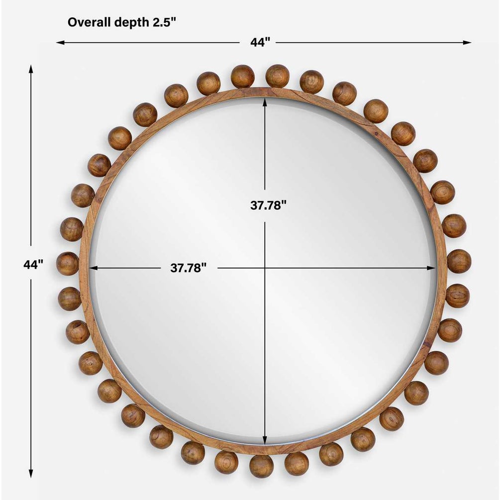 The Cyra Round Mirror, Walnut