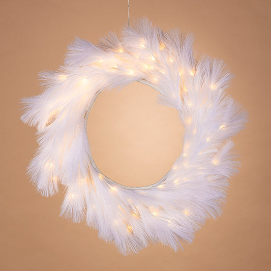 Lighted Pampas Wreath