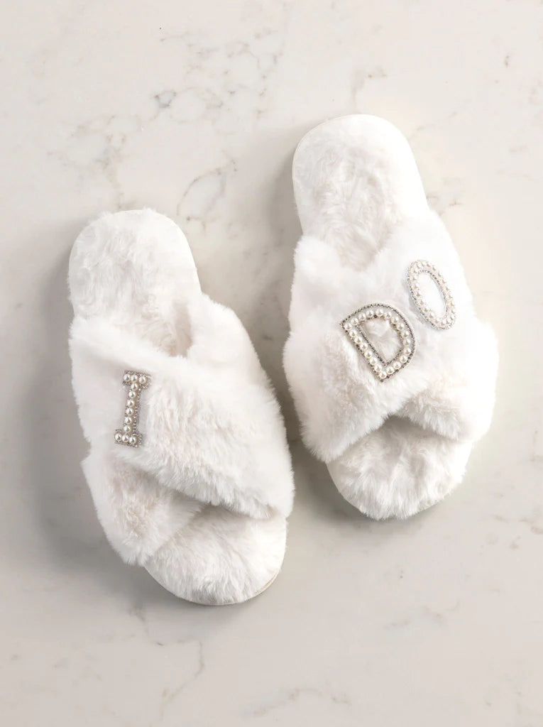 "I Do" Ivory Slippers