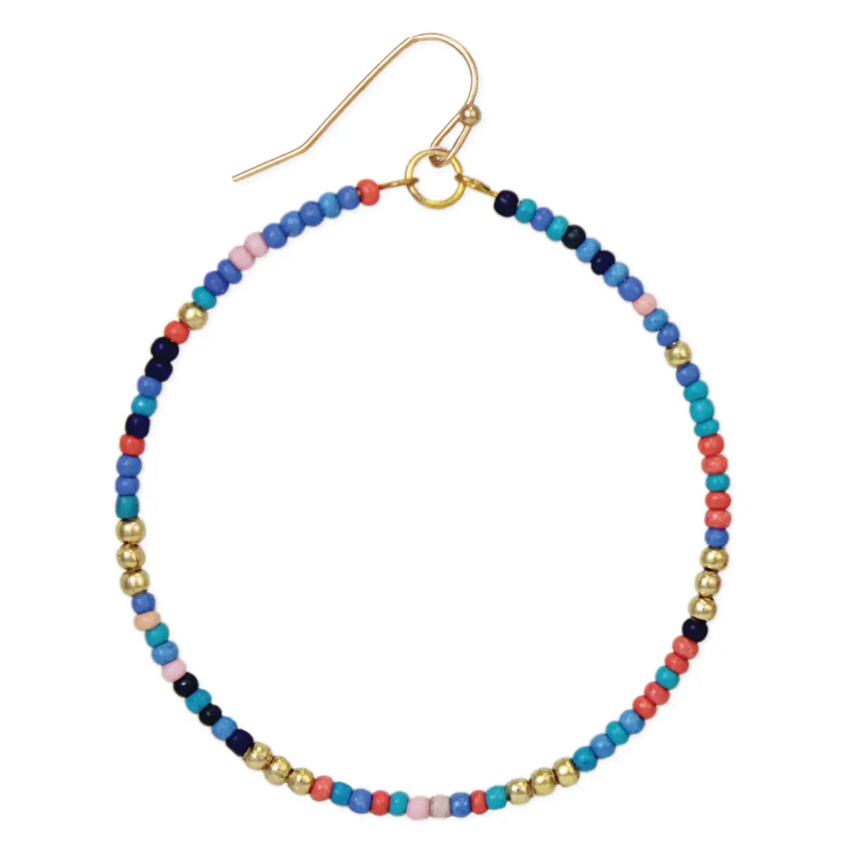 True Blue Multicolor Seed Bead Circle Earrings