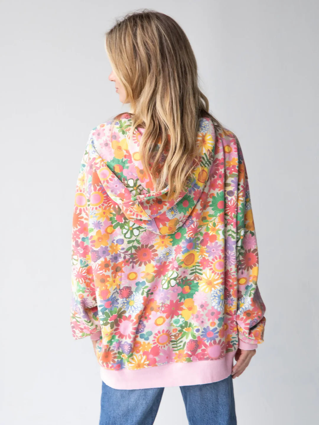 Oversized Printed Sweatshirt -Rainbow Floral