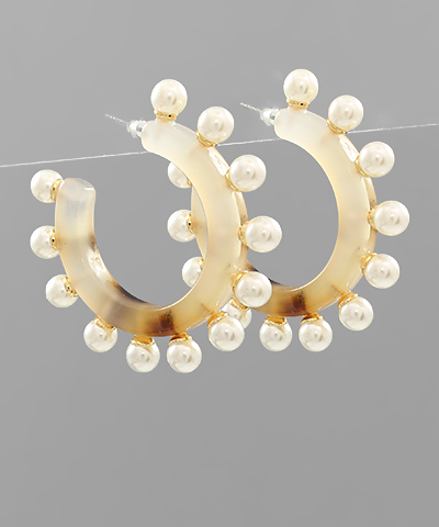 Largel Pearl Studded Acrylic Hoops