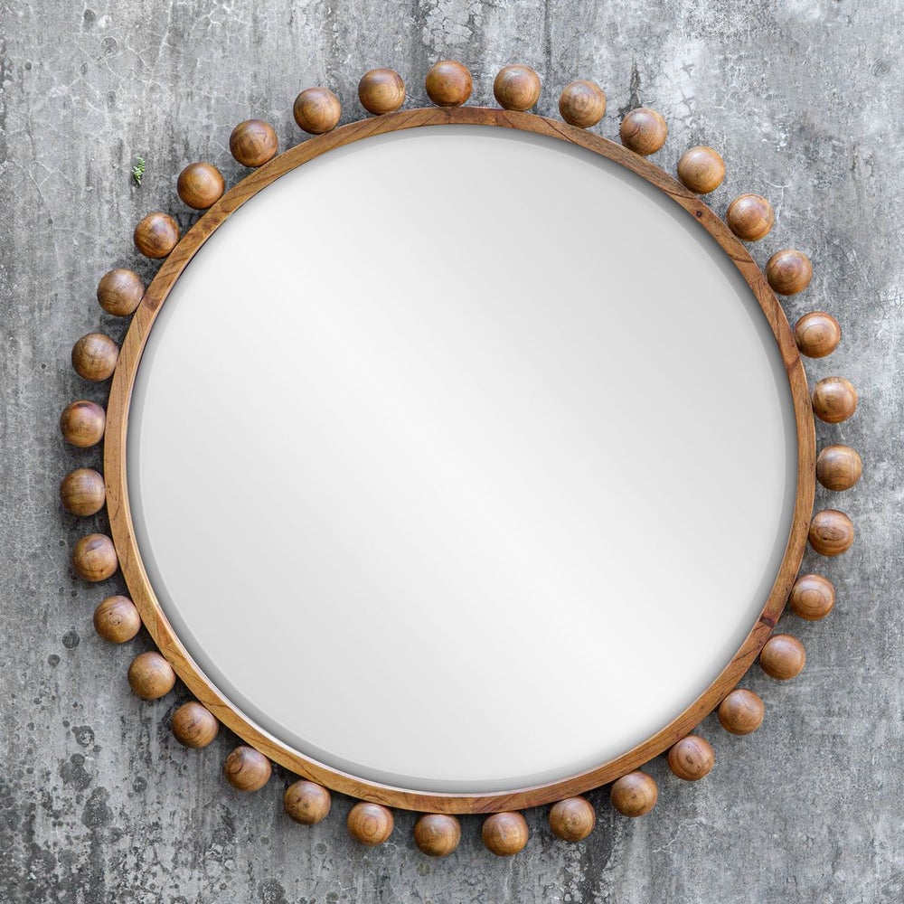 The Cyra Round Mirror, Walnut