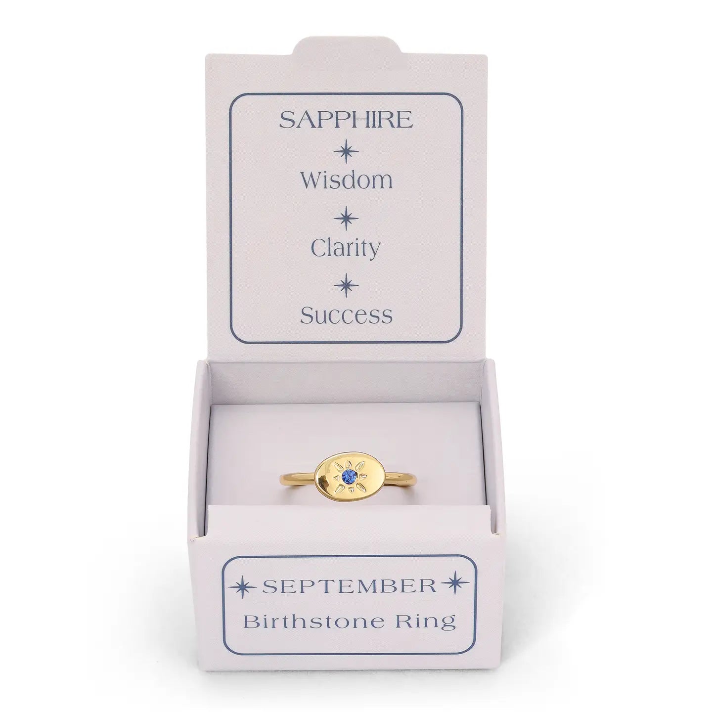 Birthstone Signet Gold Ring -September/Sapphire