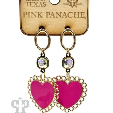 Fuchsia Enamel Heart Earrings