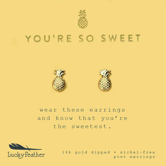 You're So Sweet Pineapple Gold Earrings