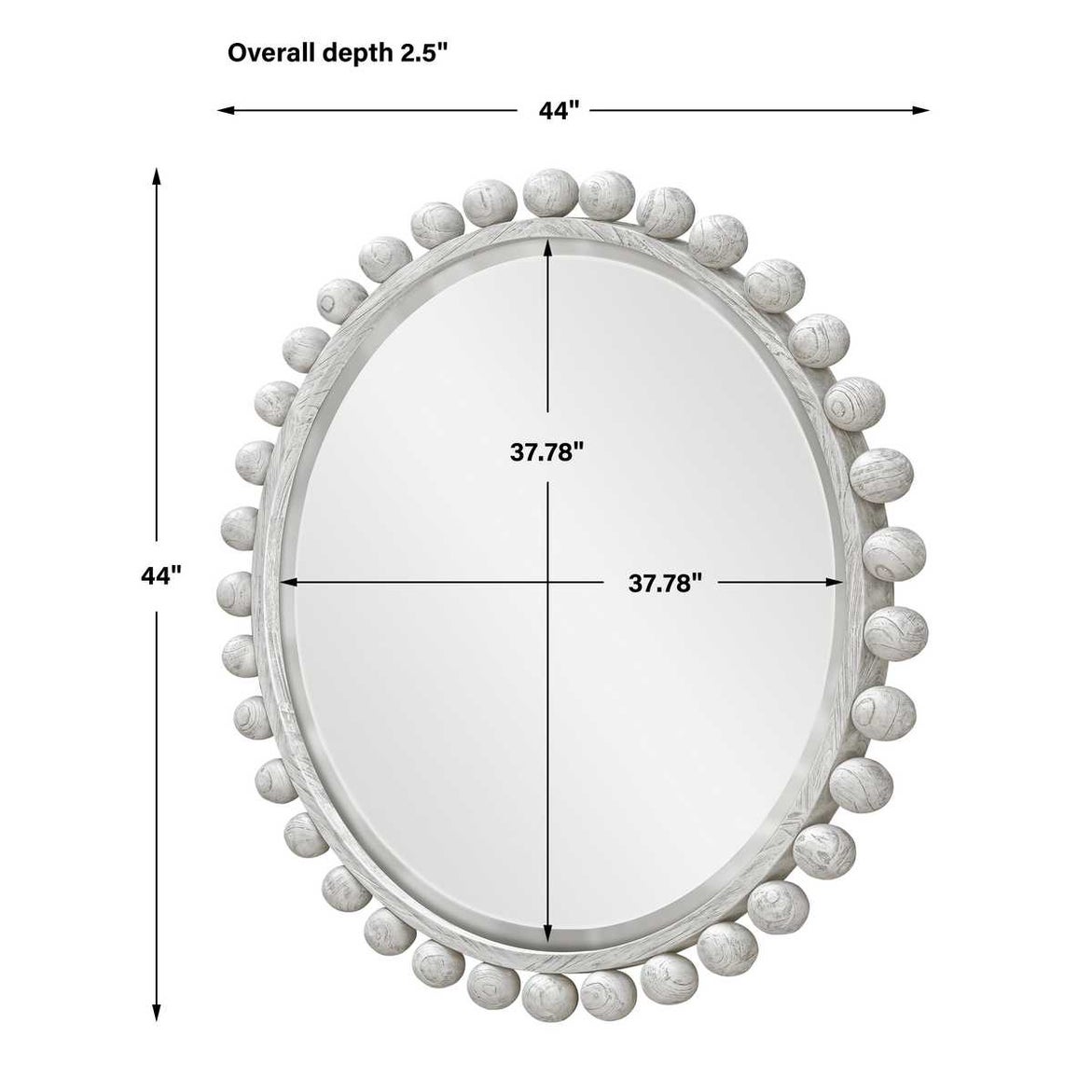 The Cyra Round Mirror, Ivory