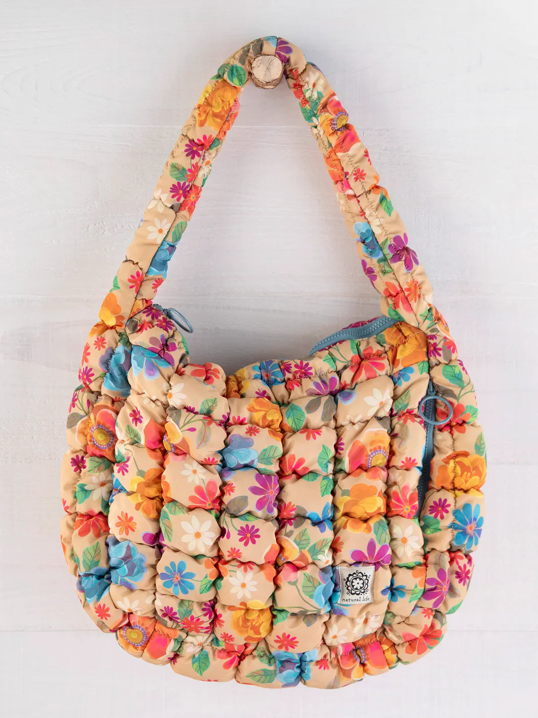 Painted Floral Taupe Puffy Fit-It-All Bag