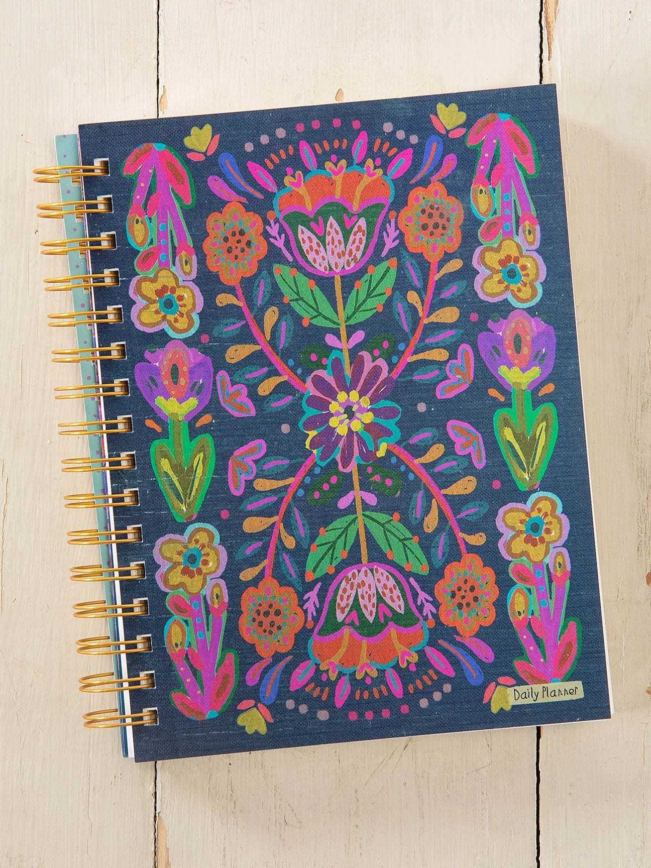 Daily To-Do List Planner - Blue Folk Flower