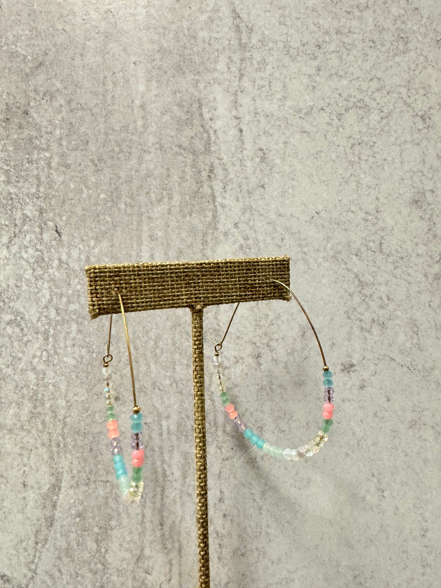 Infinity Wire Oval Beaded Earrings