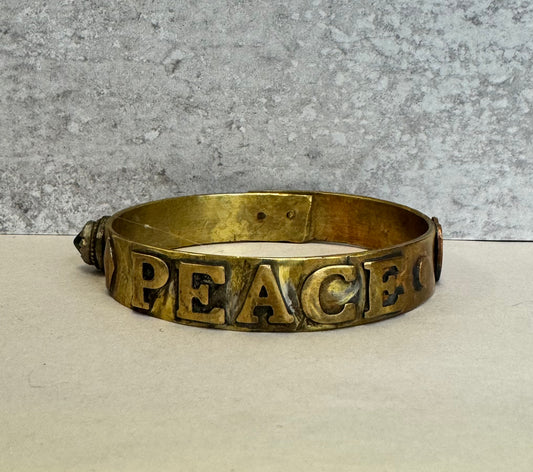 PEACE Handmade Gold Bangle