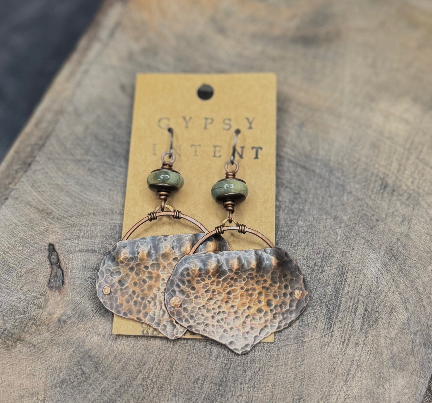 Dark Copper Moroccan Earrings With Jasper