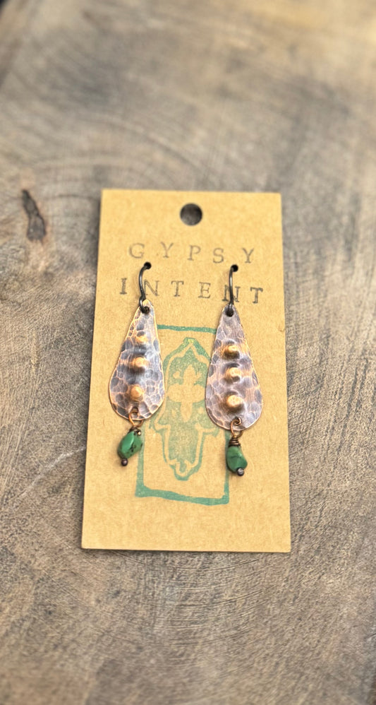 Copper & Turquoise Teardrop Earrings