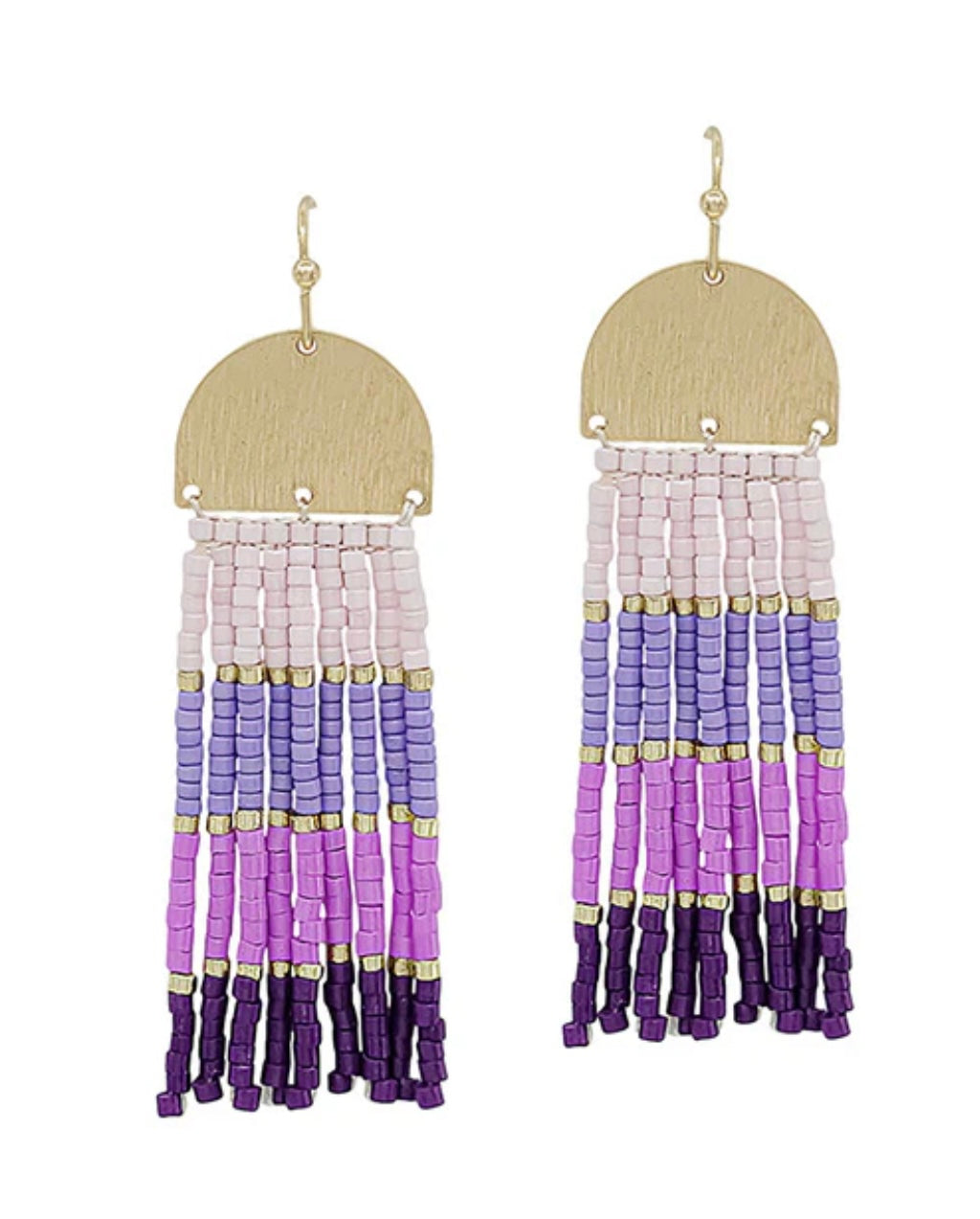 Ombre Seed Bead Tassel Earrings