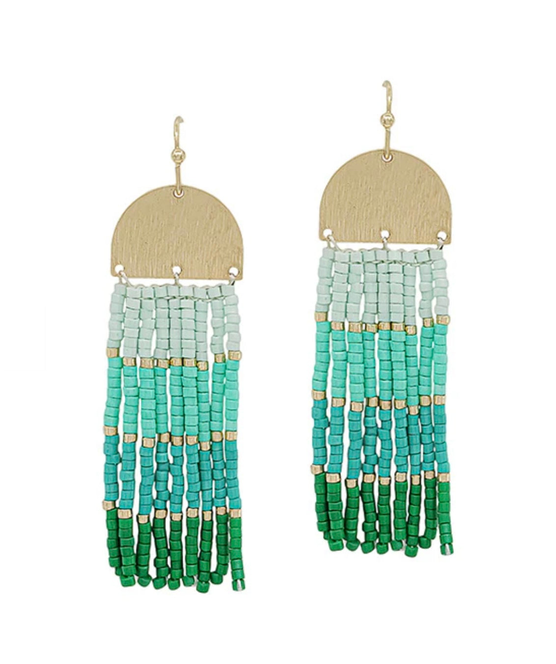 Ombre Seed Bead Tassel Earrings