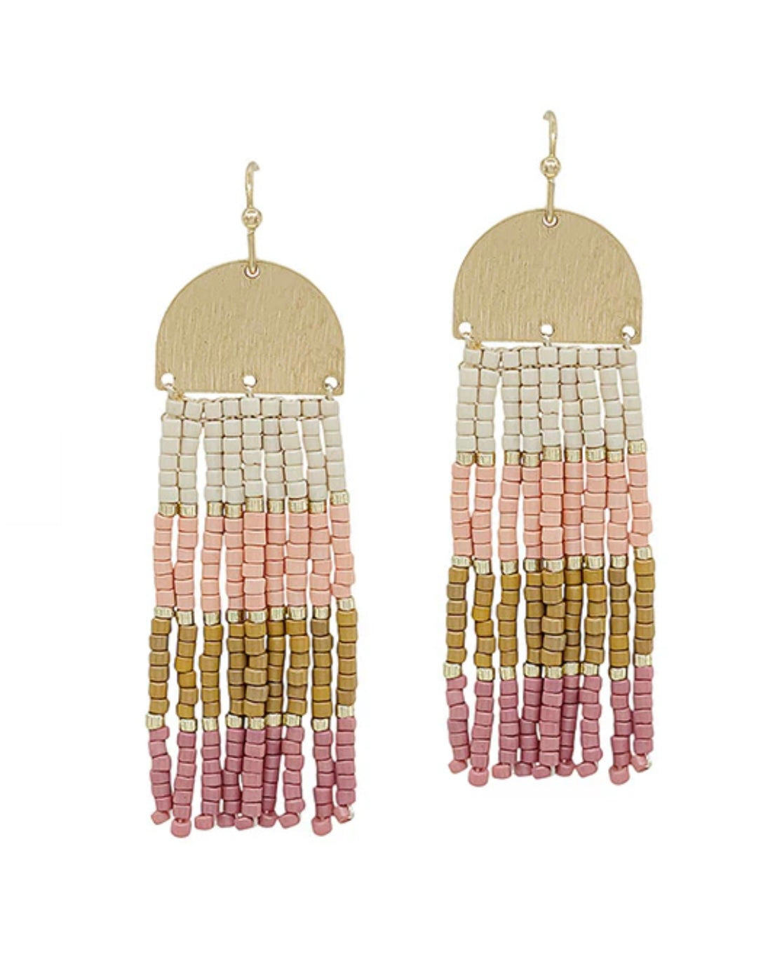 Ombre Seed Bead Tassel Earrings