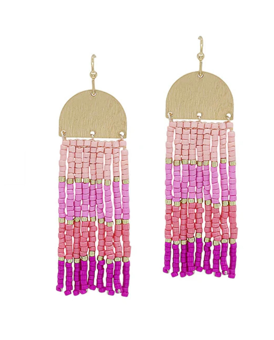 Ombre Seed Bead Tassel Earrings