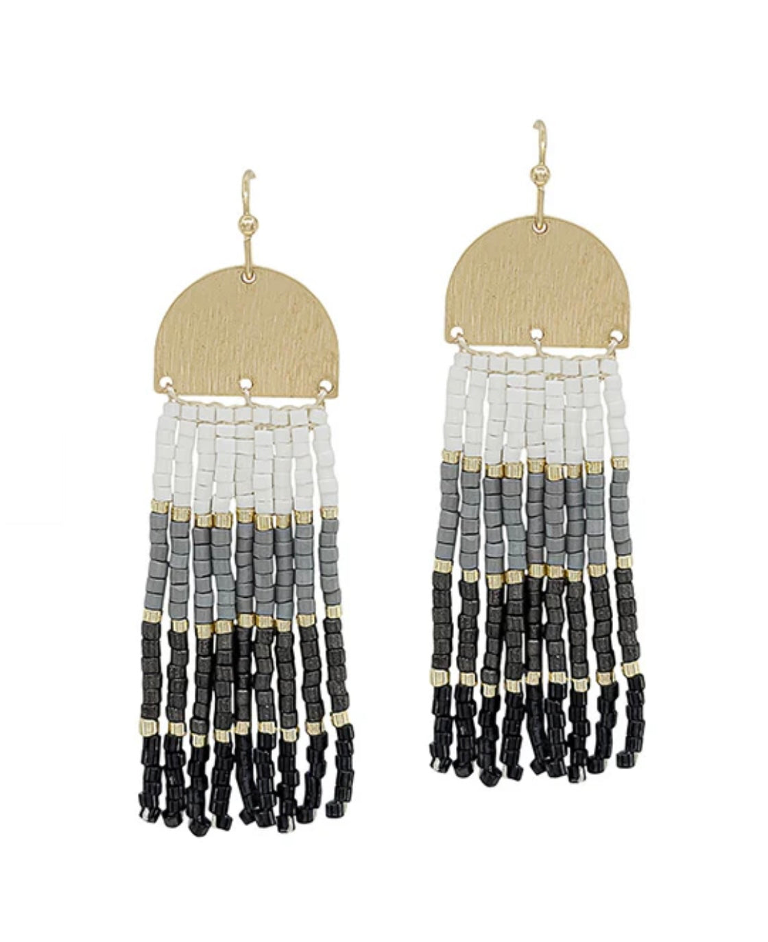 Ombre Seed Bead Tassel Earrings