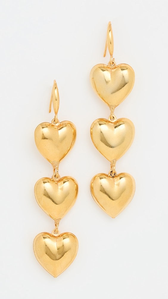 3 Heart Drop Earrings