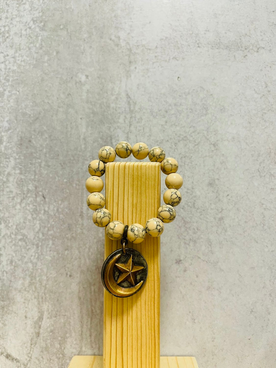 White Howlite Moon and Stars Charm Bracelet