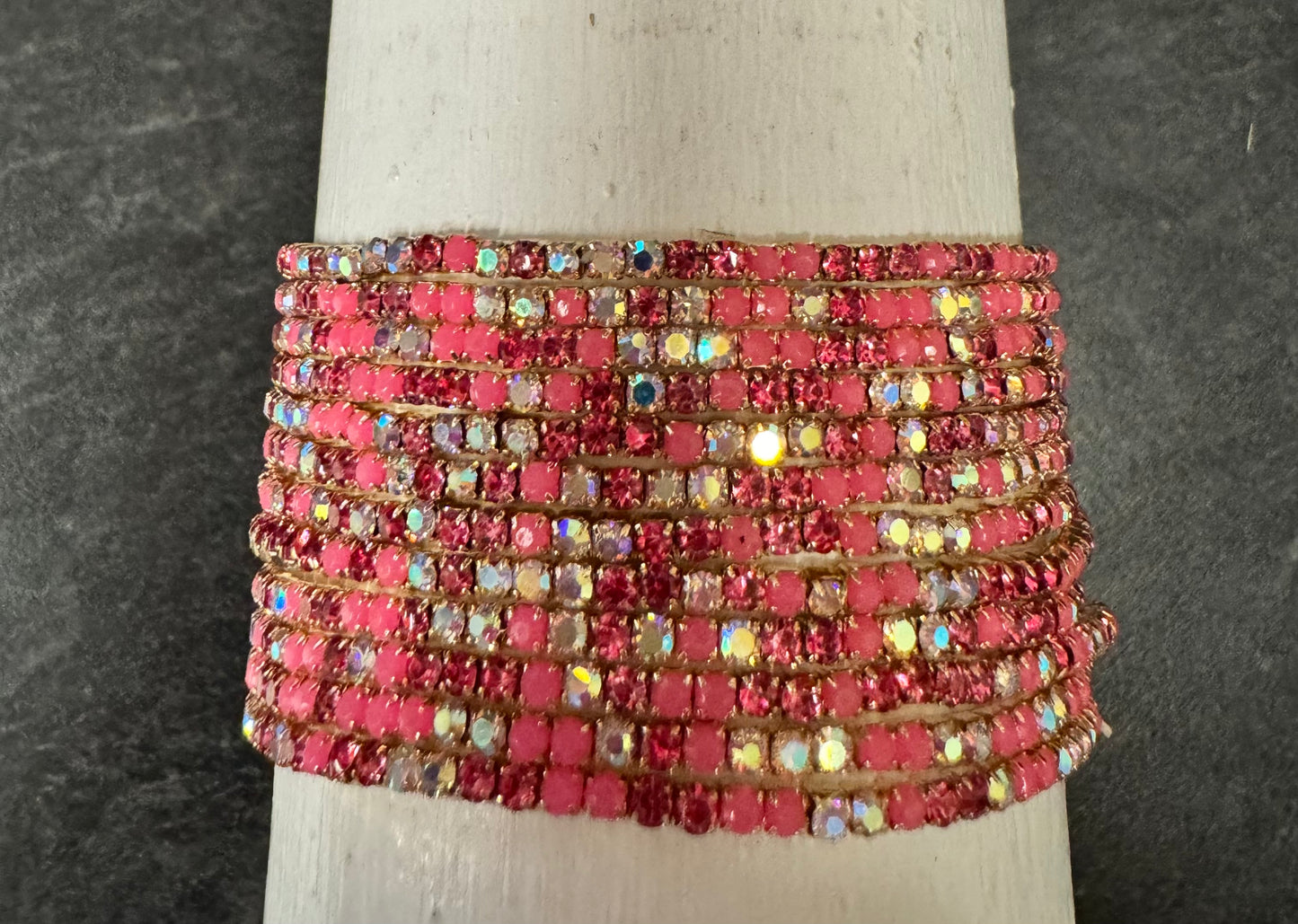 Iridescent Rhinestone Stretch Stacker Bracelets