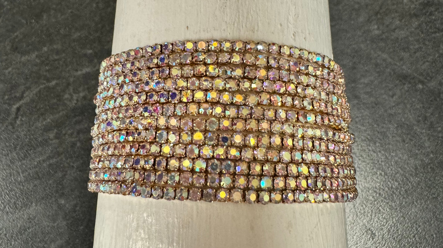 Iridescent Rhinestone Stretch Stacker Bracelets