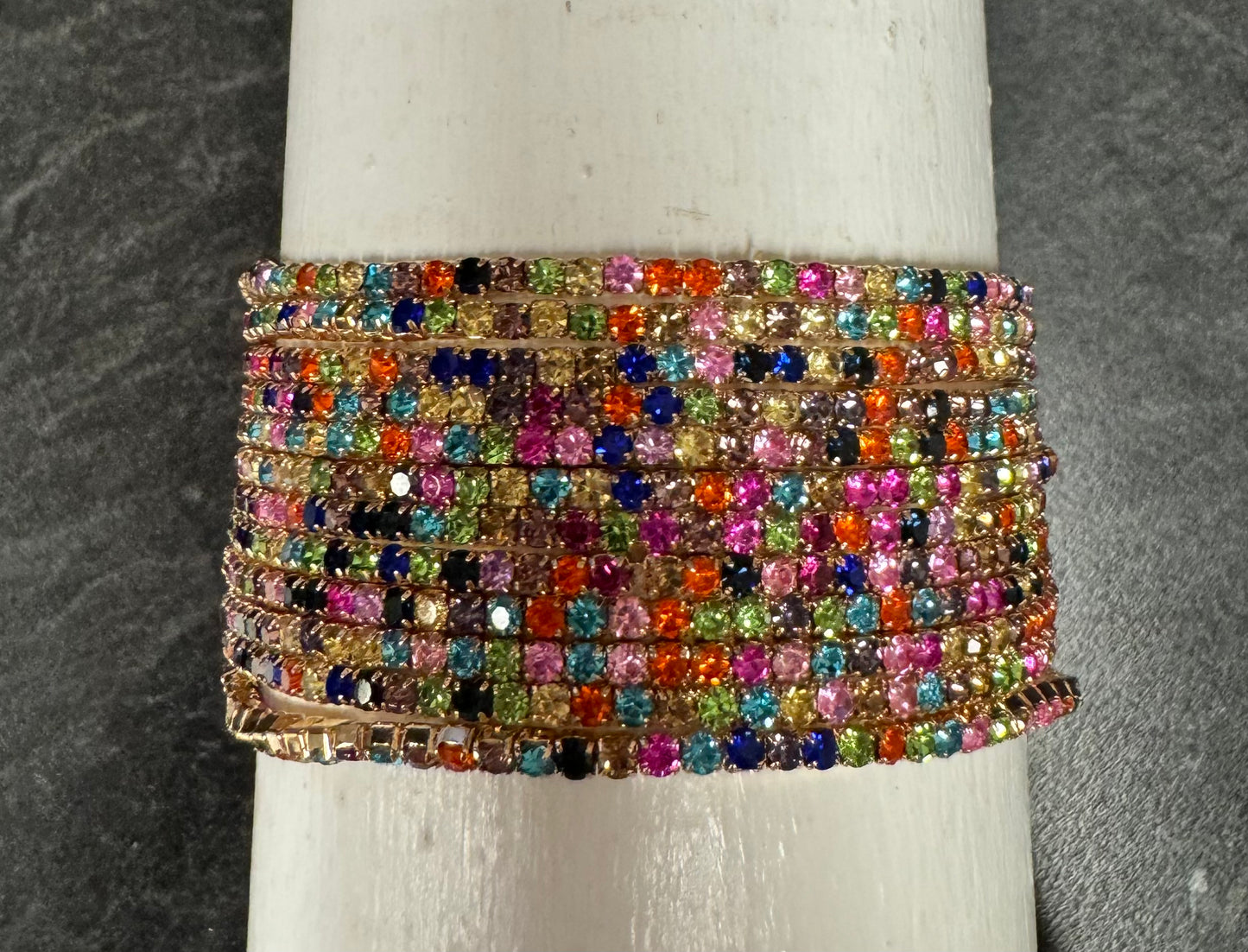 Iridescent Rhinestone Stretch Stacker Bracelets