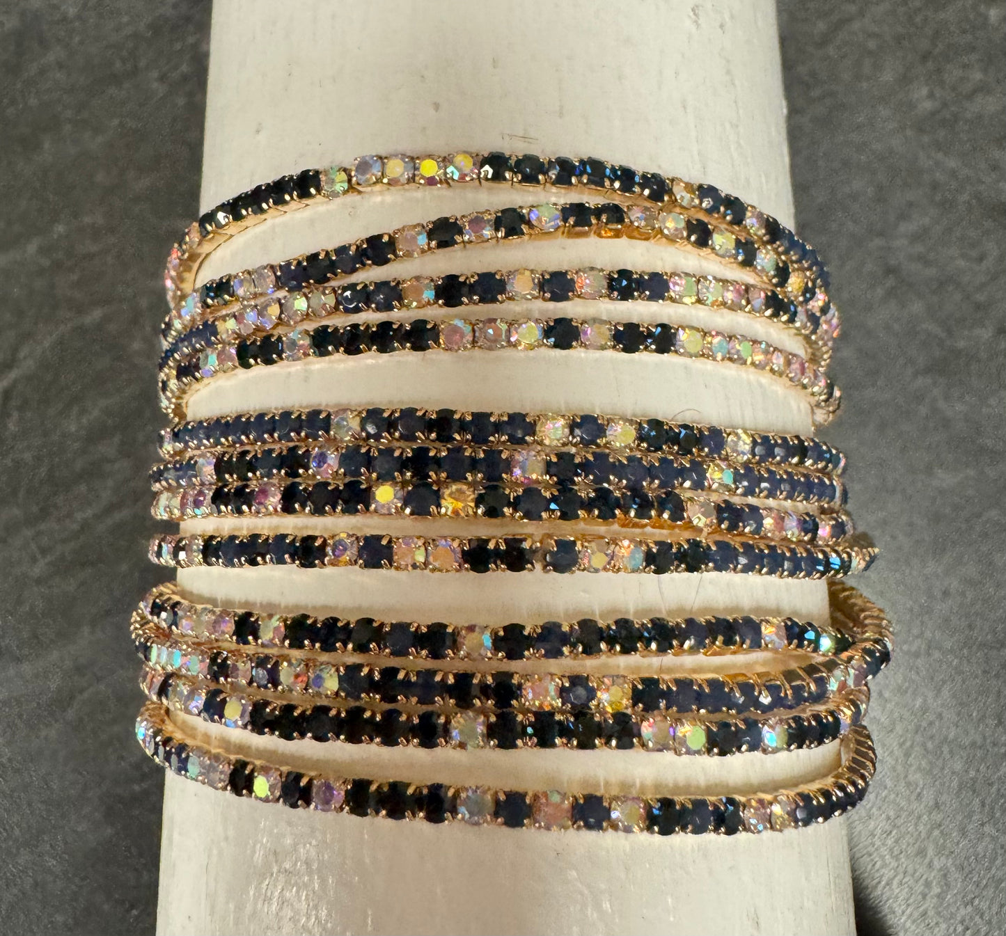 Iridescent Rhinestone Stretch Stacker Bracelets