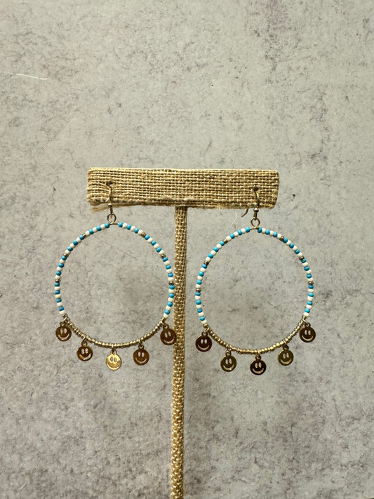 Beaded Smiley Face Hoop Earrings