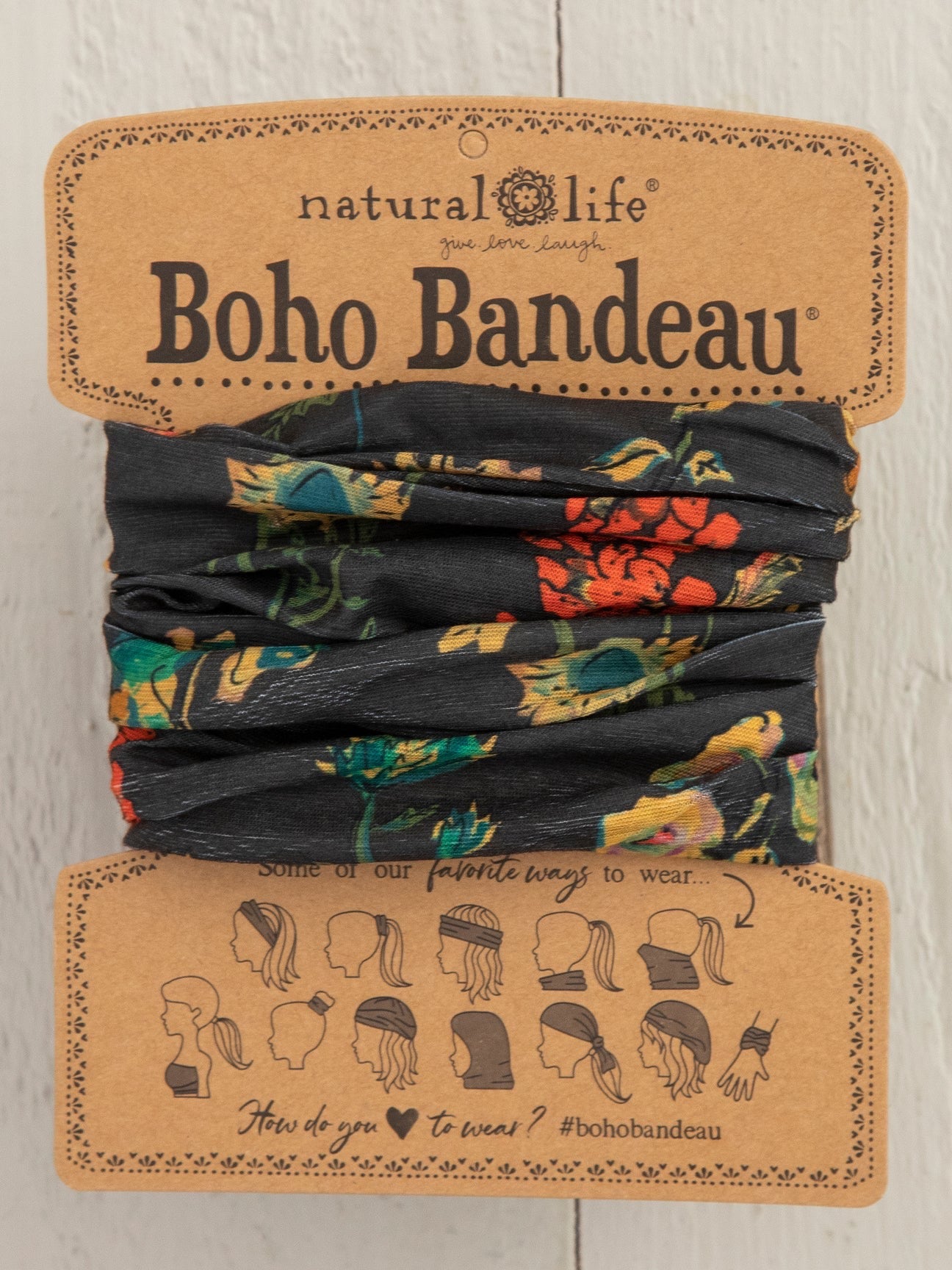 Full Boho Bandeau® Headband - Charcoal Floral