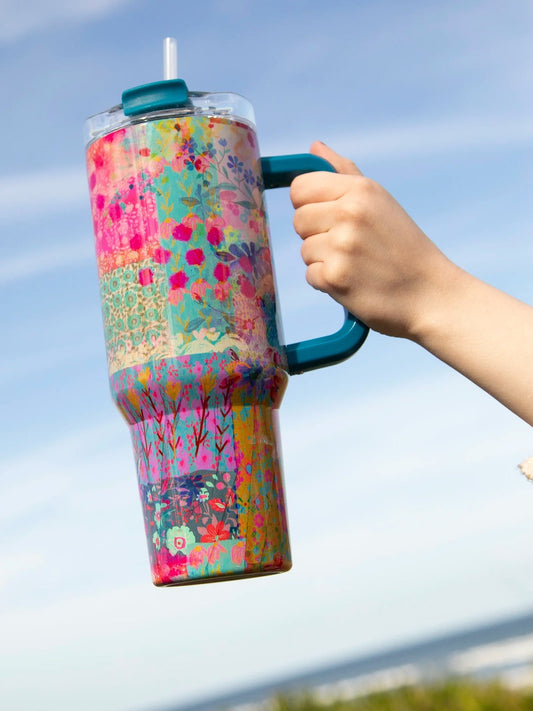 Mega 40oz Tumbler - Pink Watercolor Patchwork