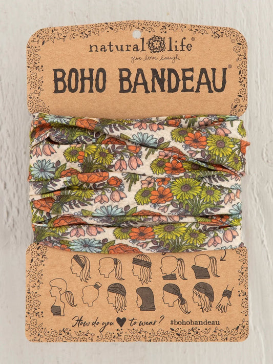 Full Boho Bandeau® Headband - Retro Daises Cream