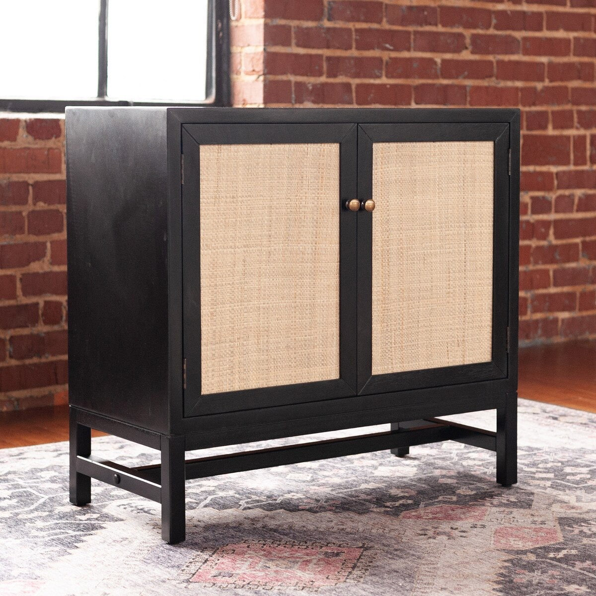 Two Door Cabinet with Raffia Panels