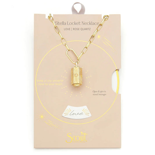 Stella Locket Necklace - Rose Quartz/Love