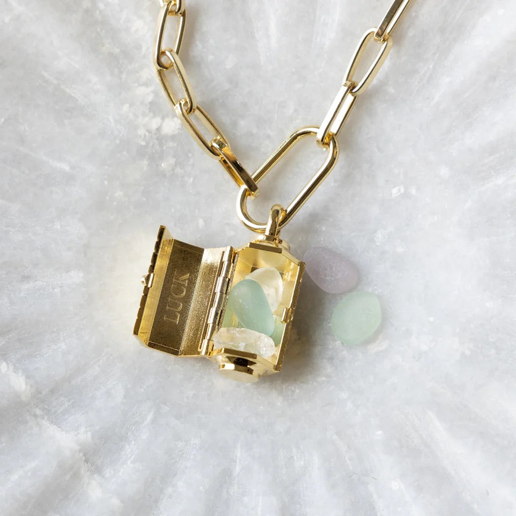 Stella Locket Necklace - Pyrite/Positive Energy