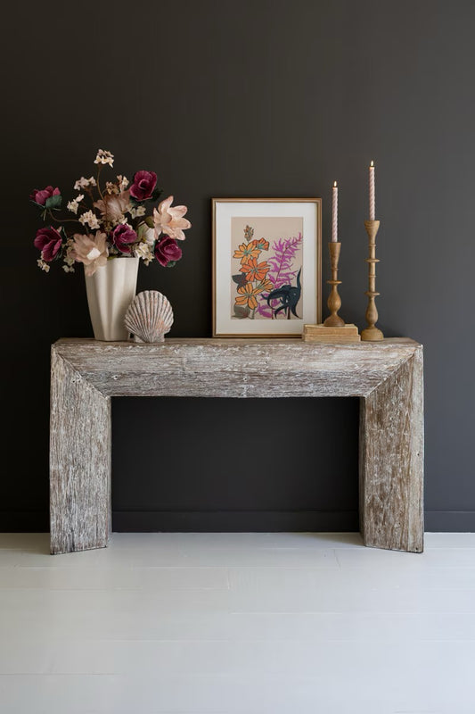 Whitewashed Wooden Console Table