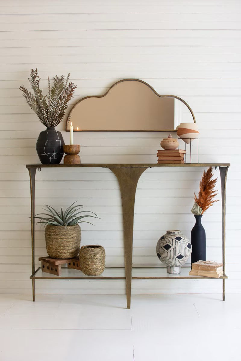 Glass and Brass Sofa Table