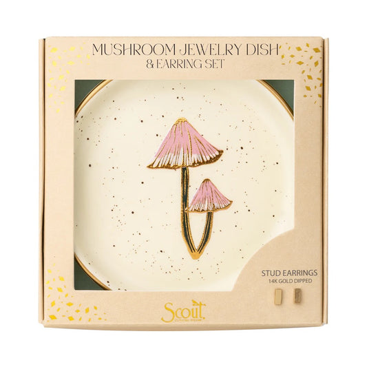 Jewelry Dish & Stud Earring Set - Mushroom