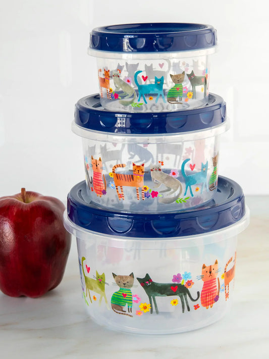 Storage Containers, Set of 3 - Cat