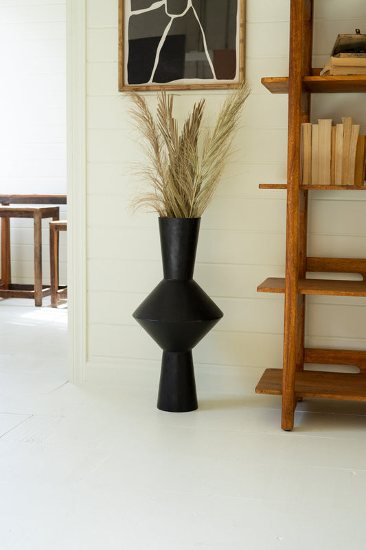 Tall Black Metal Geo Vase