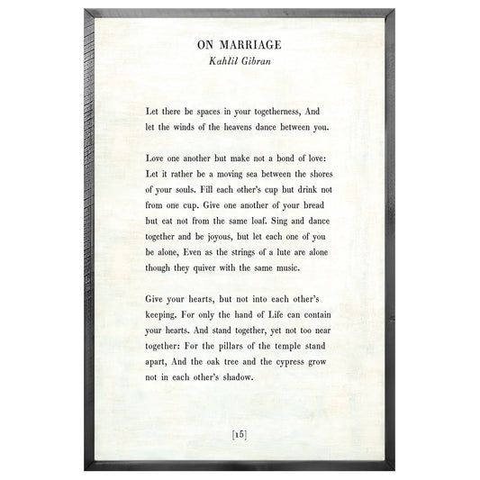 On Marriage - Poetry Collection Art Print