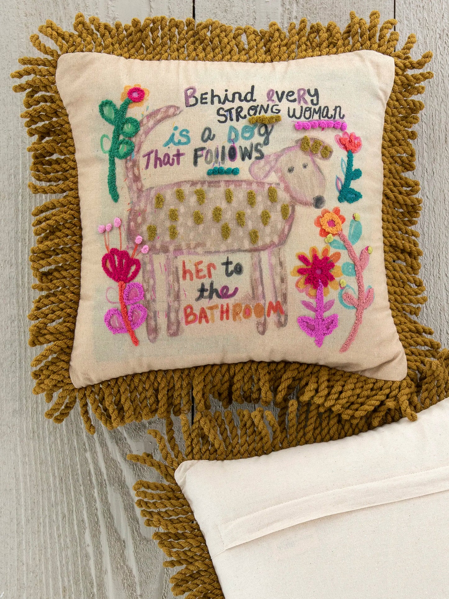 Tufted Boho Pillow - Behind Every Strong Woman