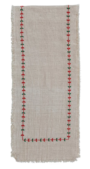 Red & Green Embroidery Table Runner