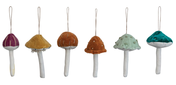 Velvet Mushroom Ornaments