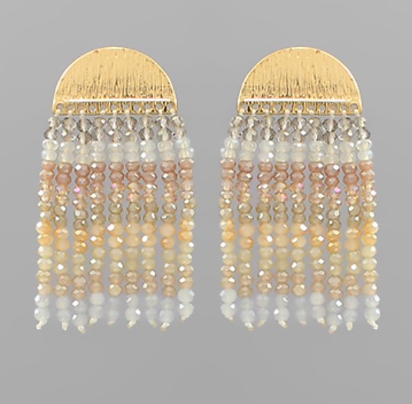 Beaded Glass Tassel Earrings